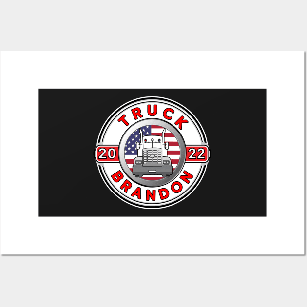 FREEDOM CONVOY USA  TRUCK BRANDON - TRUCKERS FOR FREEDOM - USA FREEDOM CONVOY 2022 WHITE ROUND RED LETTERS Wall Art by KathyNoNoise